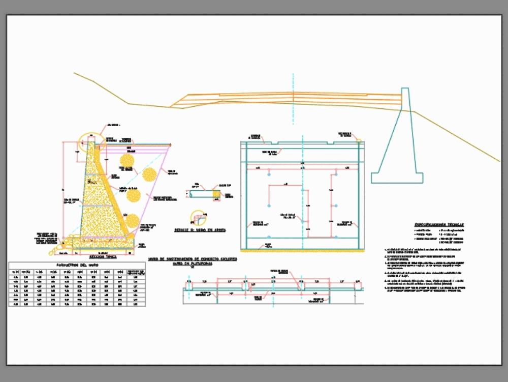 Planos De Muro De Contencion En Dwg Autocad Muros De Blocks De Porn