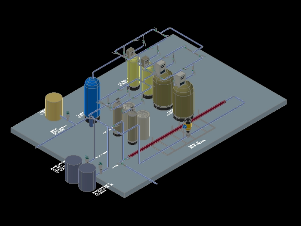 Water purification plant in 3d.