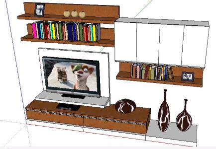 Tv Cabinet And Bookcase In Skp Cad Download 3 35 Mb Bibliocad