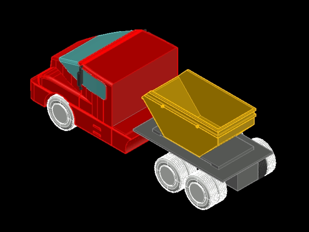 LKW mit Anhänger in 3D.