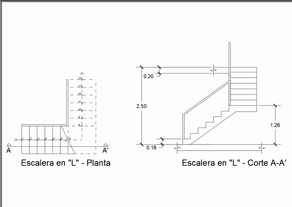 Escada em forma de l em AutoCAD | Baixar CAD Grátis (39.28 KB) | Bibliocad