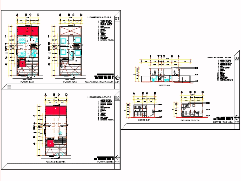 Planos De Casa Habitacion Dos Niveles En Dwg Autocad 7033