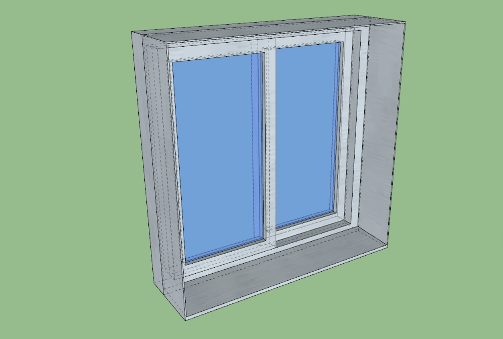 Fenêtre en aluminium - double vitrage - 3d