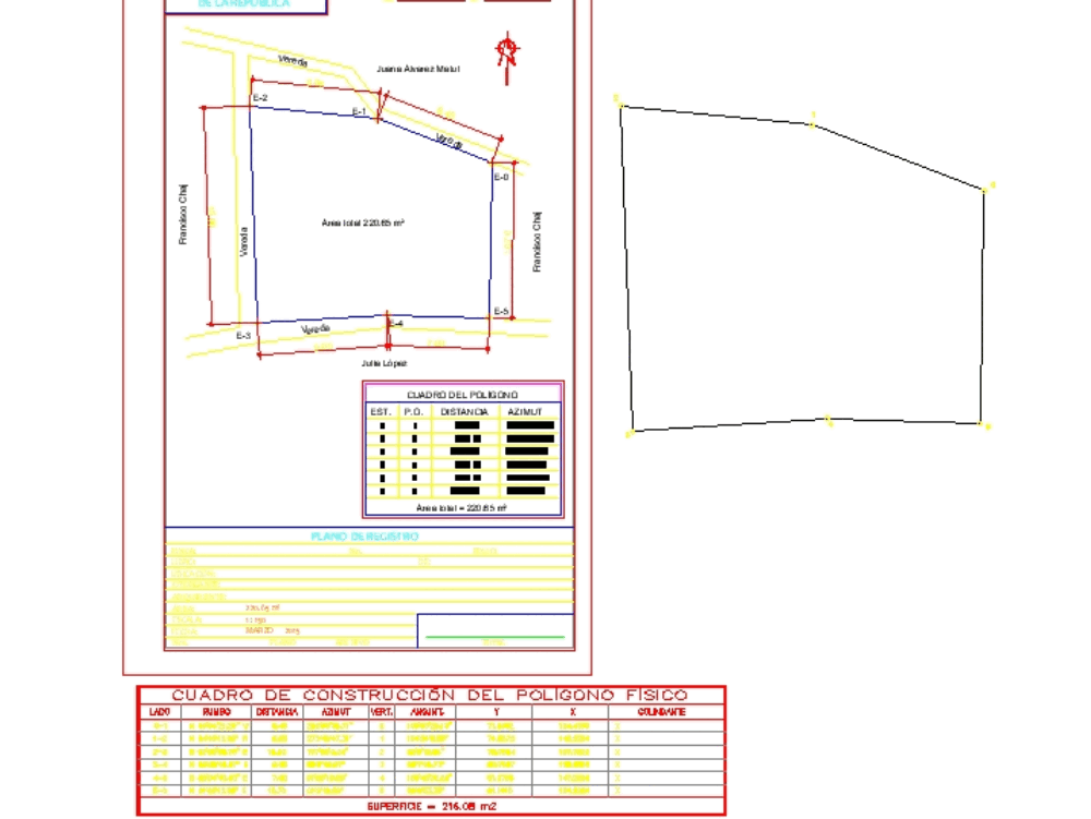 Plano de registro de un pilogono - desmembracion - ubicacion - localizaci?n