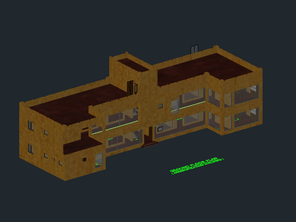 2 story office building - 3d