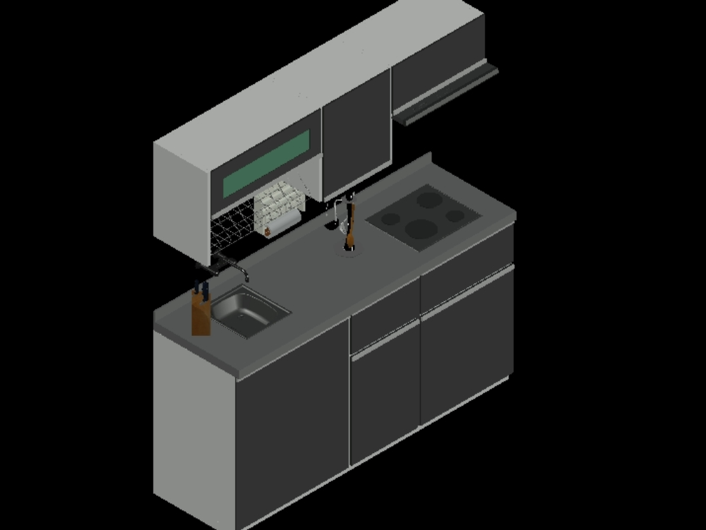 3D moderne integrierte Küche