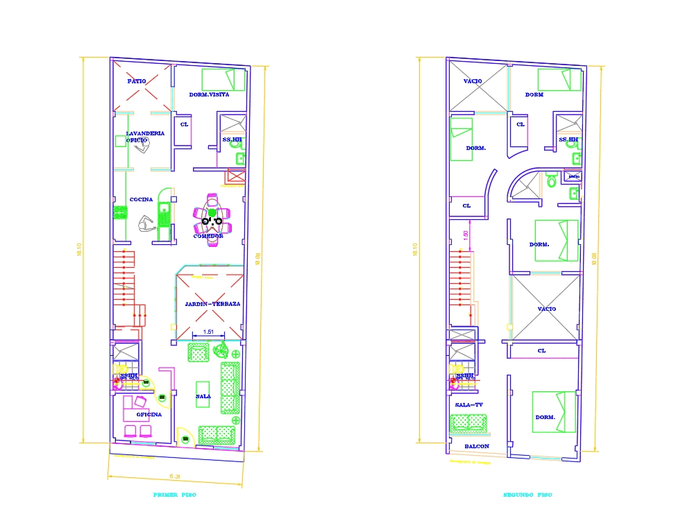 Casa 6x18 en AutoCAD | Descargar CAD gratis ( KB) | Bibliocad