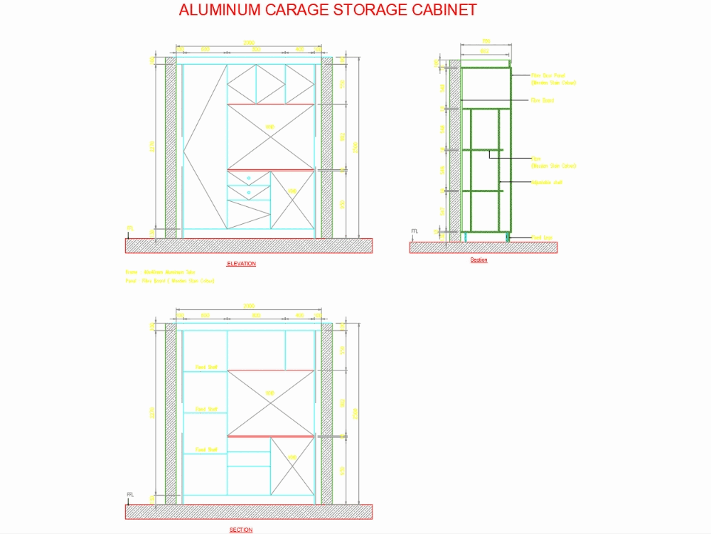Carage Aluminum Storage Cabinet In Autocad Cad 916 2 Kb