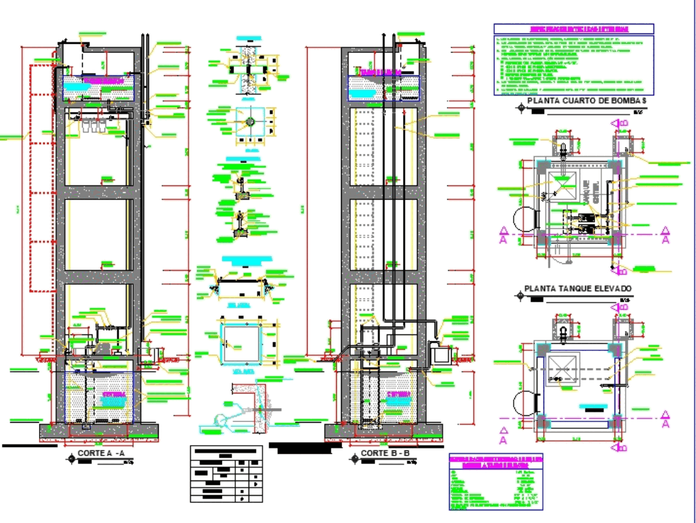 Cisterna Y Tanque Elevado Huatuna En Autocad Cad 722 Mb Bibliocad 9733