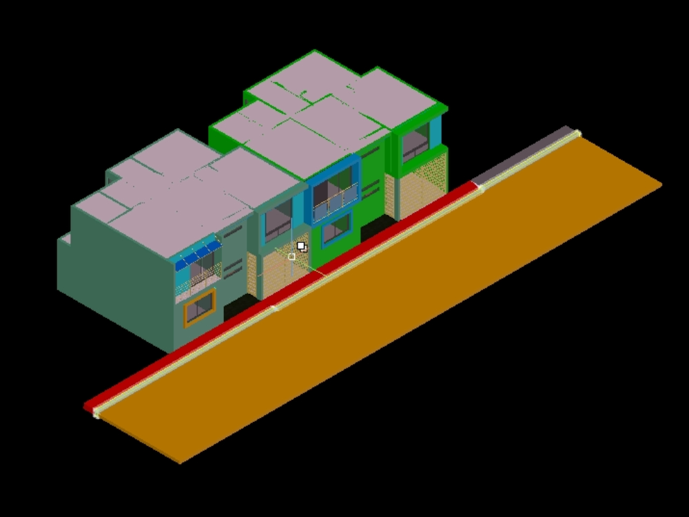Semi-detached duplex houses in 3d