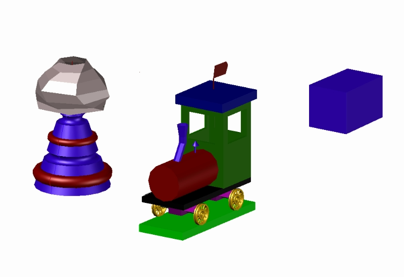 AUTOCAD 3D TRAIN AND LAMP