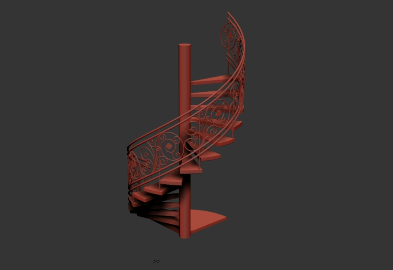 Escada em espiral 3D