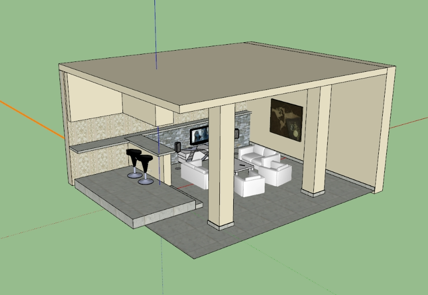 Sala de estar moderna 3D