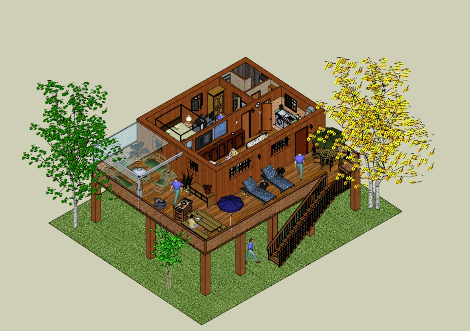 Wood house 3d