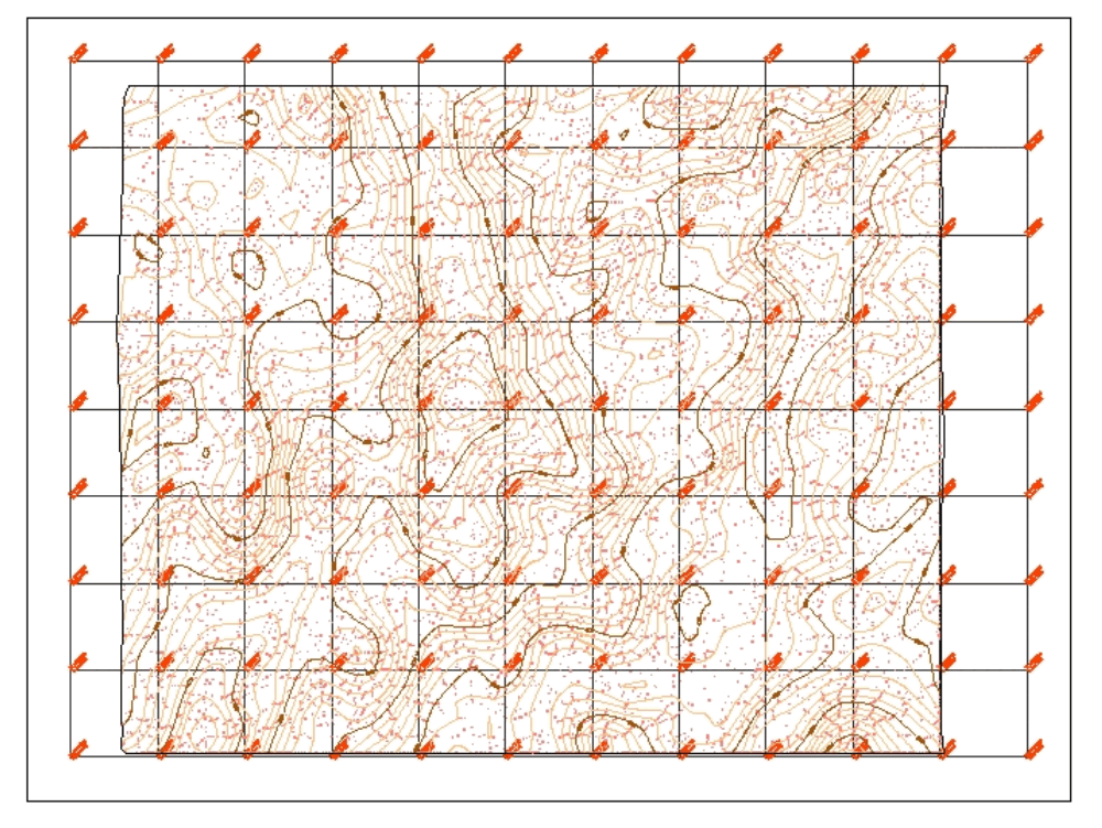 Plano de triangulação topográfica em AutoCAD, CAD (842.66 KB)