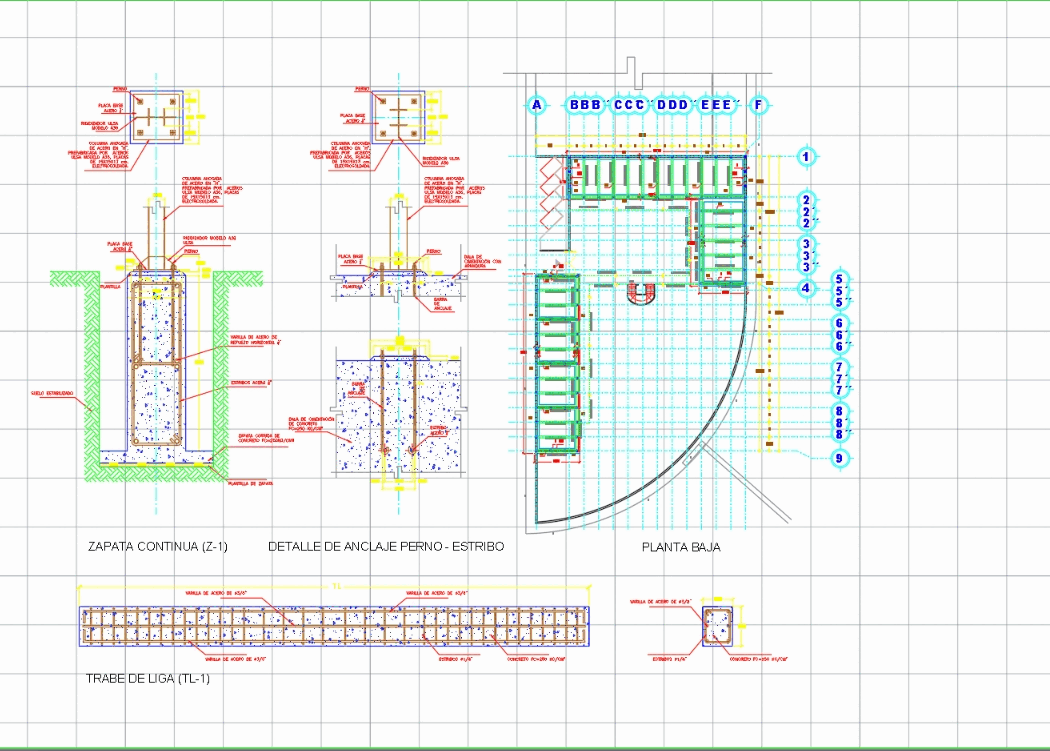 Planta De Cimentacion De Escuela En Autocad Cad Kb Bibliocad My Xxx Hot Girl 3016