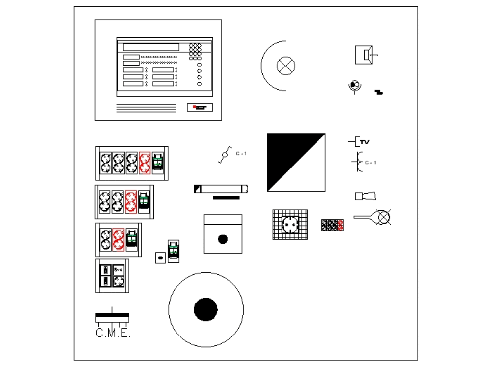 Simbologia Dinamica Electricidad En Autocad Cad 189 Mb Bibliocad