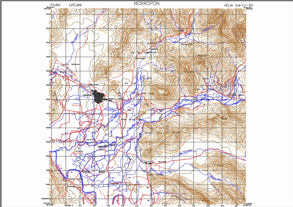 Morropón topographic map