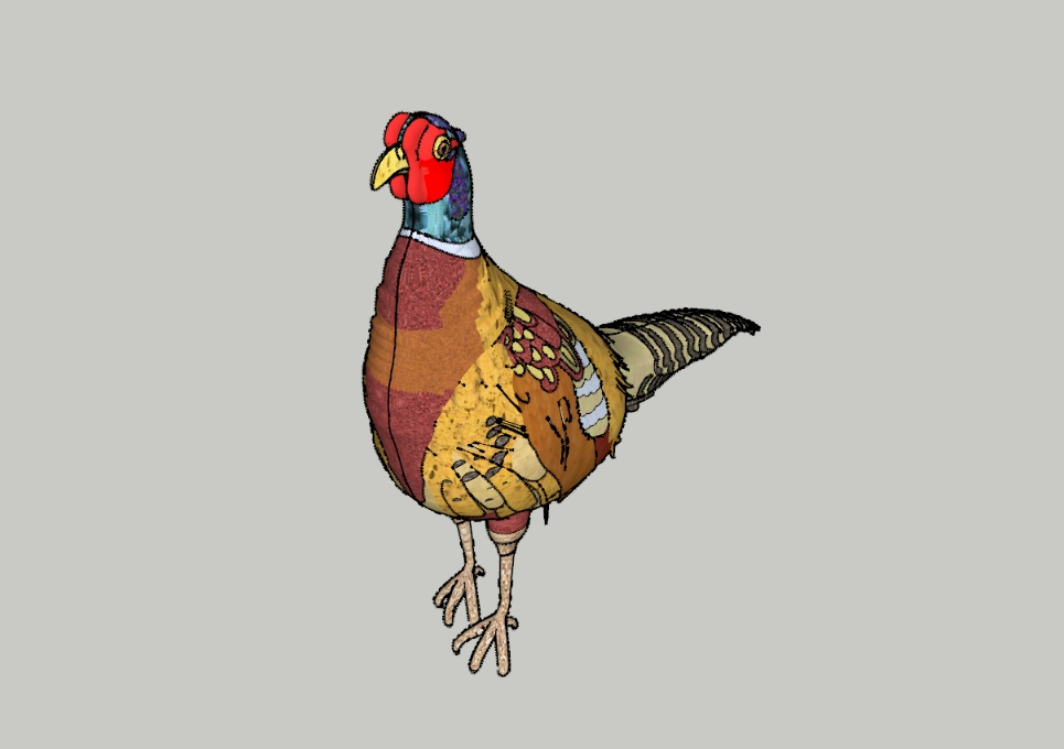 3D golden pheasant