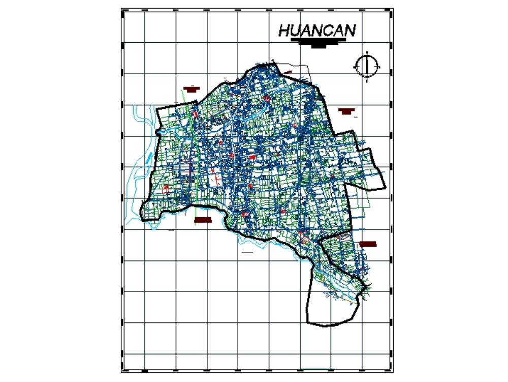 Mapa urbano de Huancan, Peru.