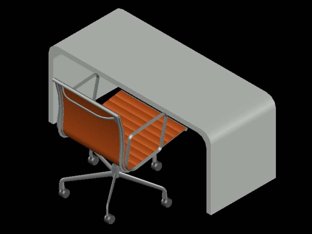 Escritorio con silla 3D