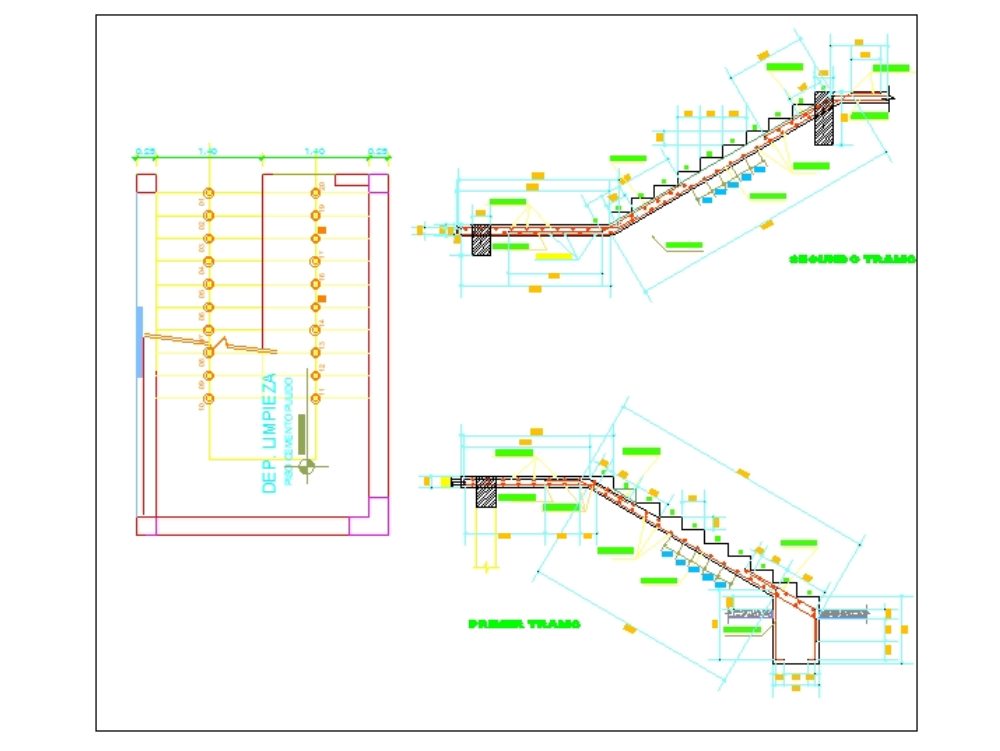 Escada de um lance. em AutoCAD, Baixar CAD (93.88 KB)