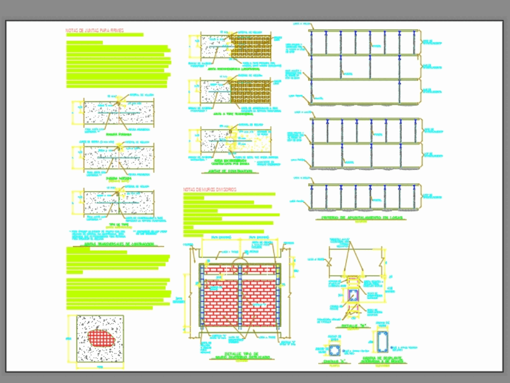 Detalles Muros Mamposteria En Autocad Cad 32475 Kb Bibliocad 2669