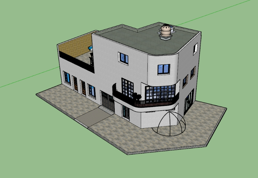 Casa unifamiliar 3D con consultorio medico