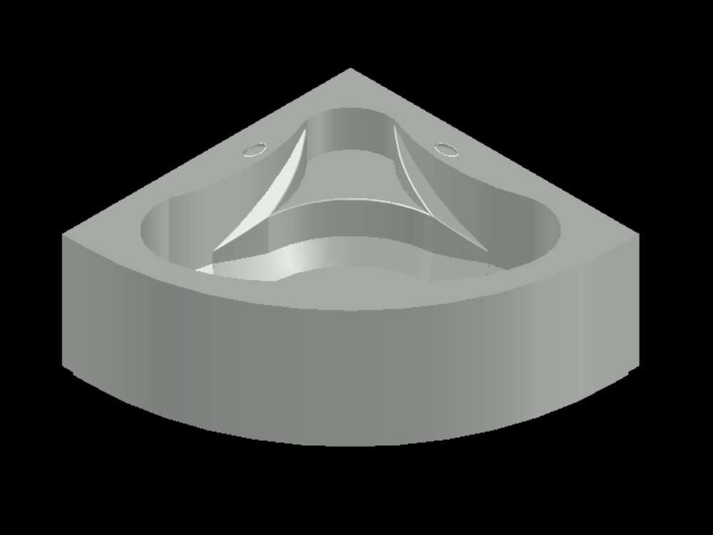 Bañera semicircular en 3D.
