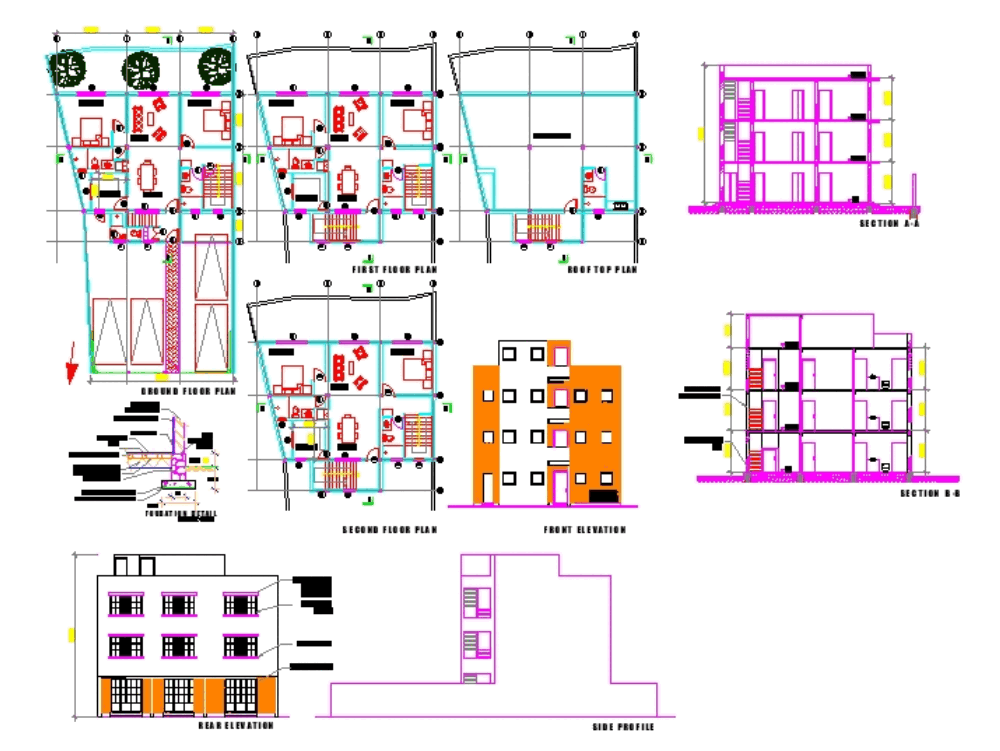 Apartment block in AutoCAD  Download CAD free (22.22 KB)  Bibliocad