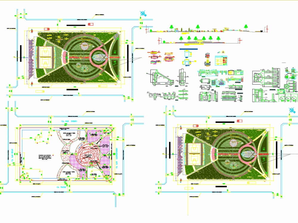 recreational park with sports area and playground