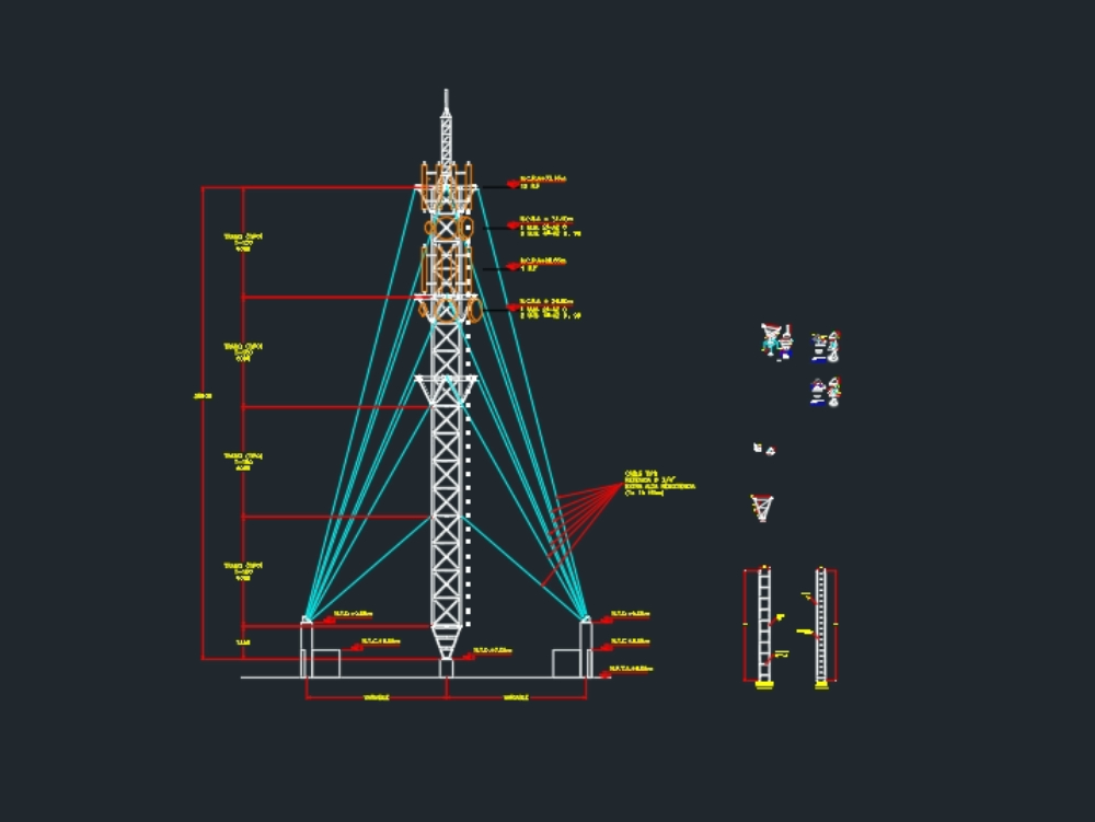 Telecommunications braced tower
