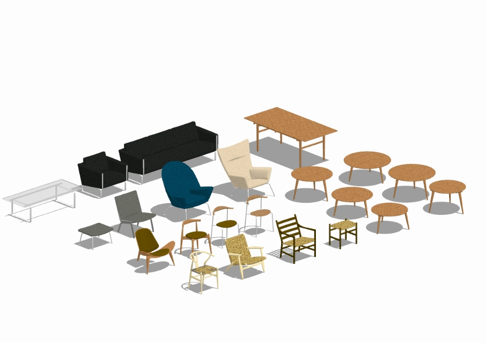 Tische und Stühle. Möbel für Wohnzimmer und Terrasse.