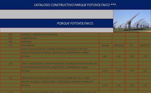 Catalog constructive photovoltaic park