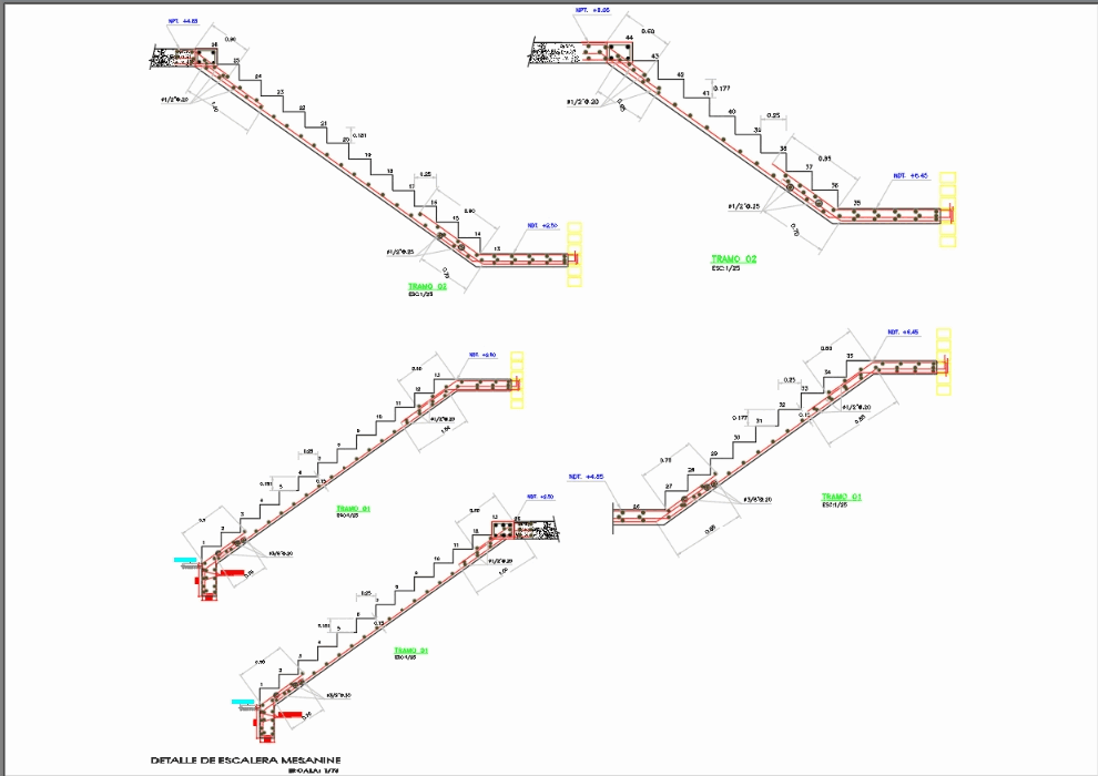 Escalera De Hormigon Armado En Autocad Cad Kb Bibliocad