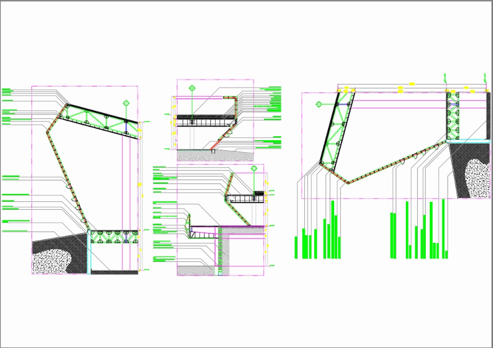 Cuts facade exhibition hall;