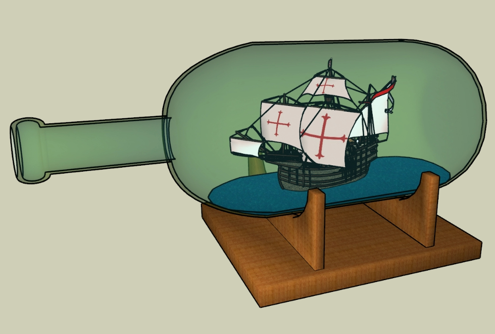Barco na garrafa 3D