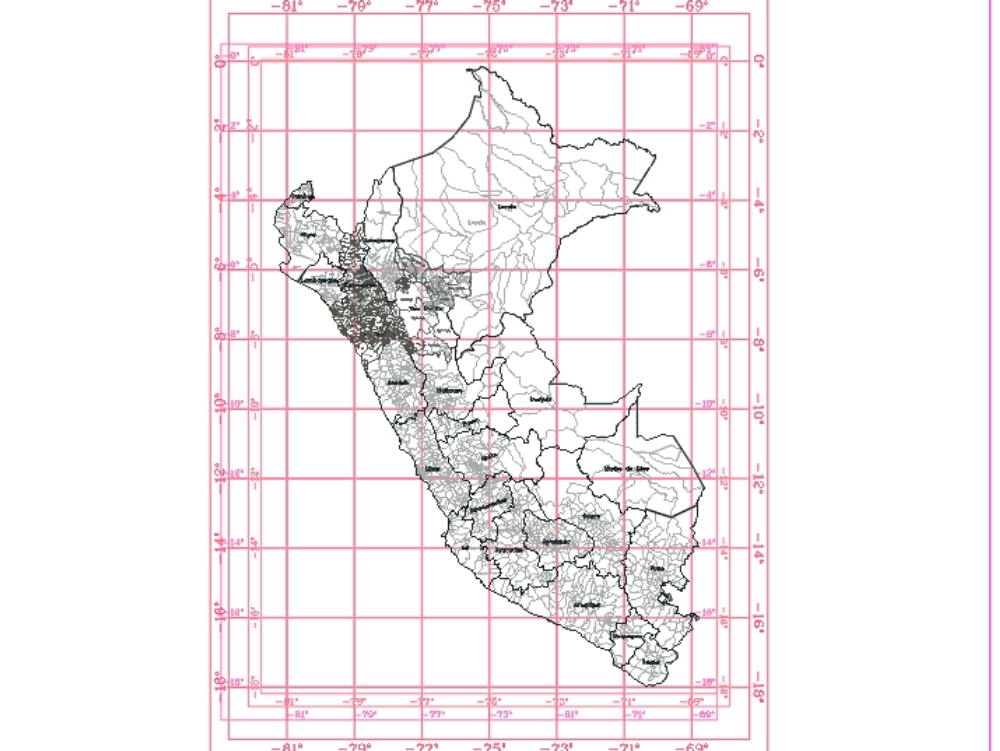 Pérou et régions wgs84 - 18s