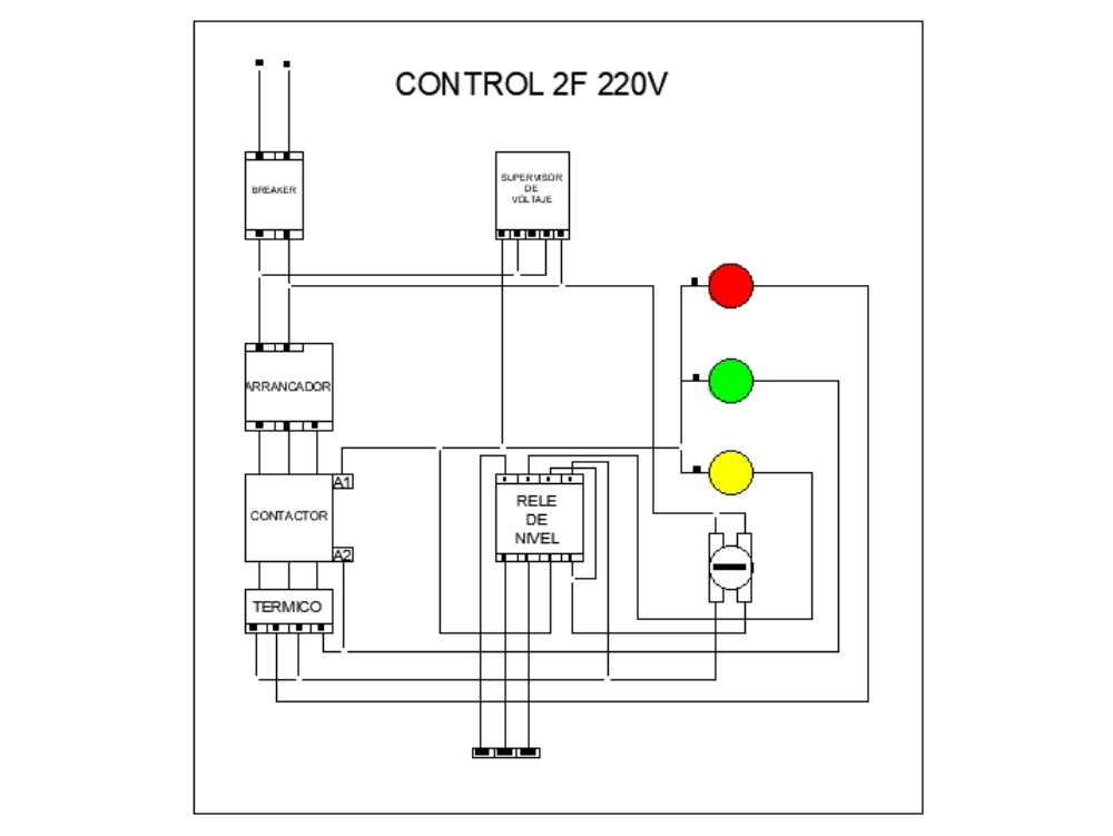 Sistema de control 2 fases 220v.