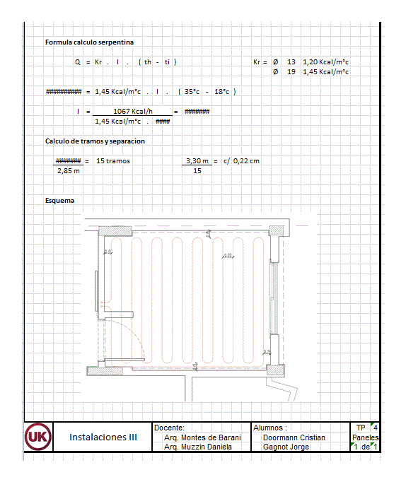 Calculation slab radiant panels