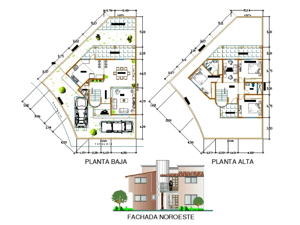 Casa en AutoCAD | Descargar CAD gratis (699.69 KB) | Bibliocad