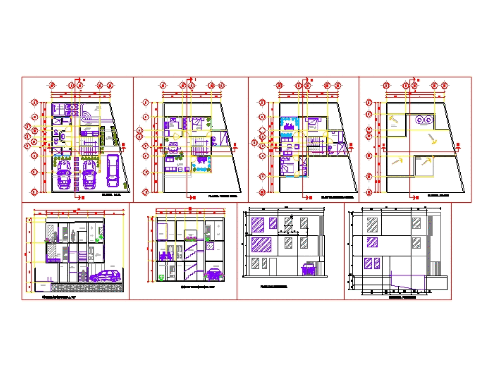 Casa habitacion 8x20 en AutoCAD | Descargar CAD gratis ( MB) | Bibliocad