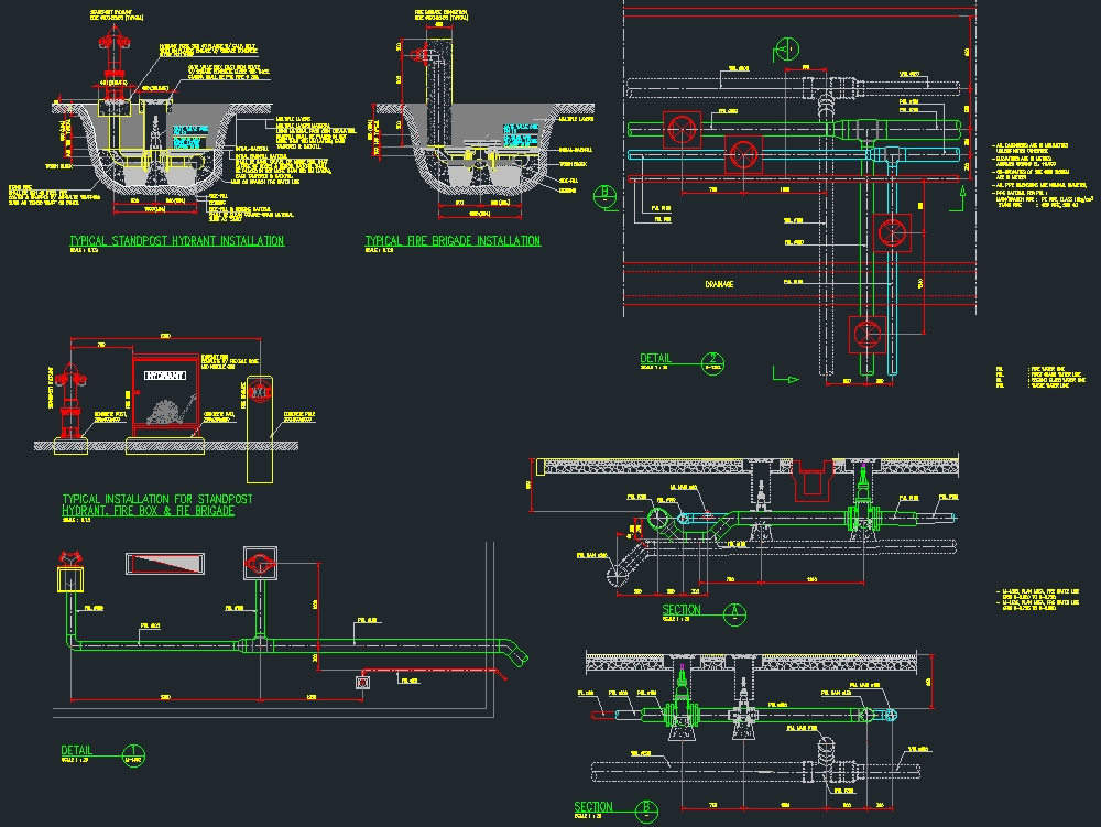 Detail fire water line in AutoCAD | CAD download (353.87 ... piping layout autocad 