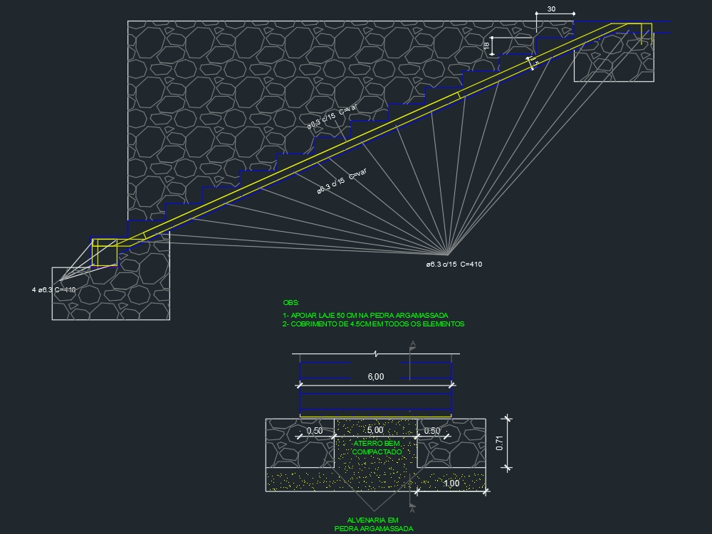 Escada de um lance. em AutoCAD, Baixar CAD (93.88 KB)