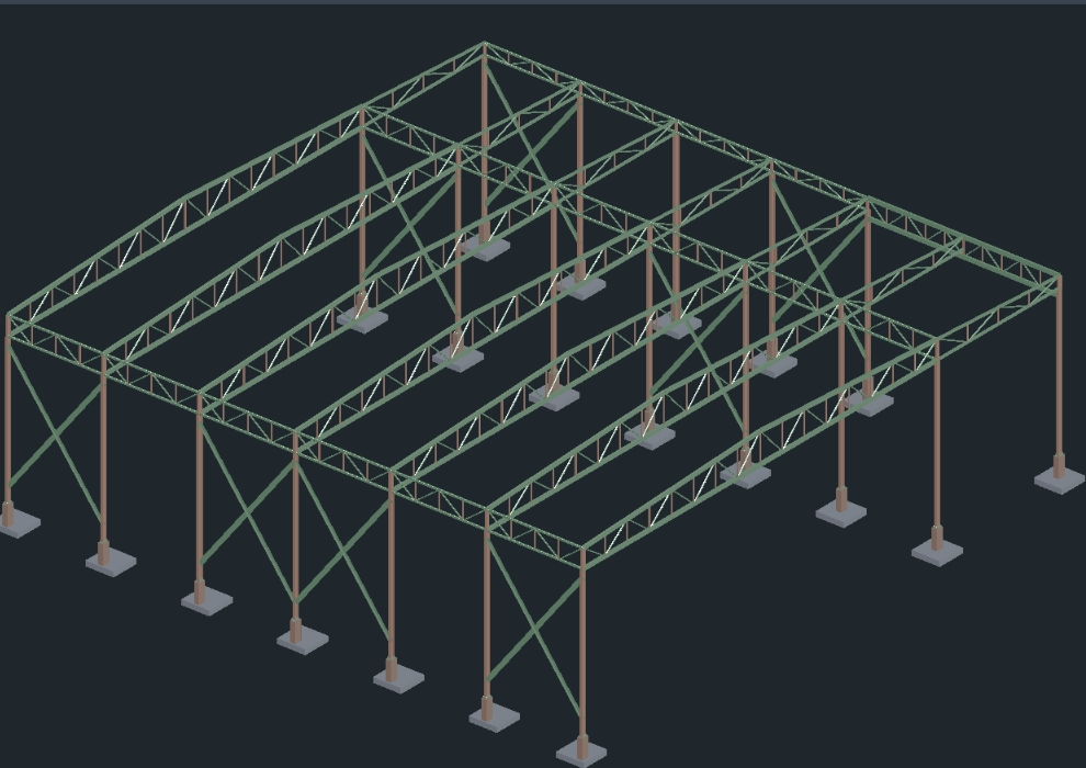 Estructura de acero de nave 3D