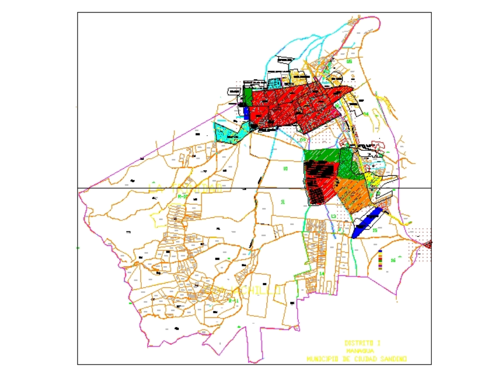 Cadastral map of ciudad sandino, nicaragua.
