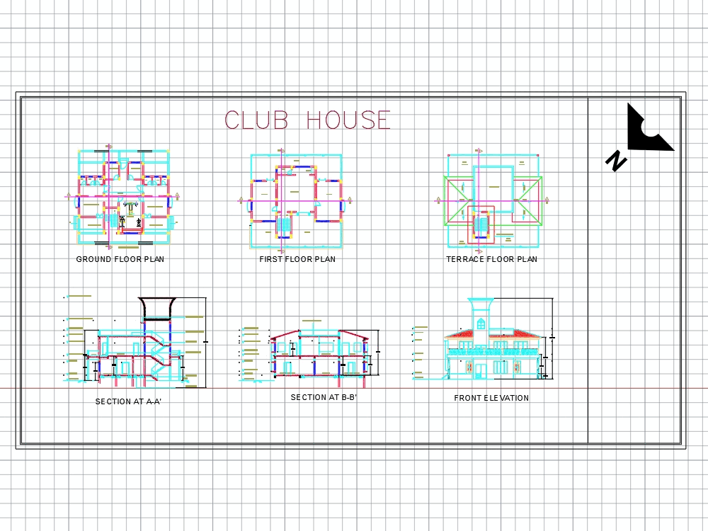 Club house  in AutoCAD  Download CAD free 2 55 MB 