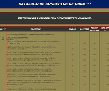 Catalog constructive maintenance and conservation of a commercial parking
