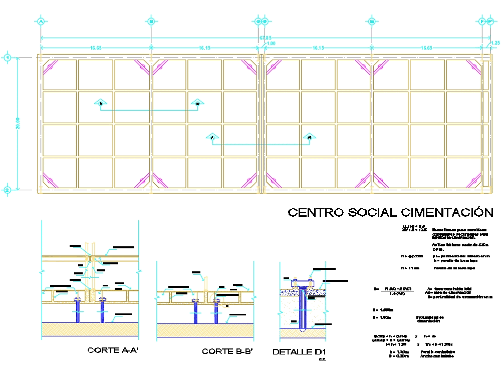 Cimentacion con pilotes en AutoCAD | Descargar CAD gratis (303.25 KB