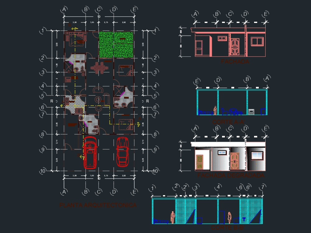 Zimmerhaus in AutoCAD | Kostenlos CAD herunterladen (546.59 KB) | Bibliocad